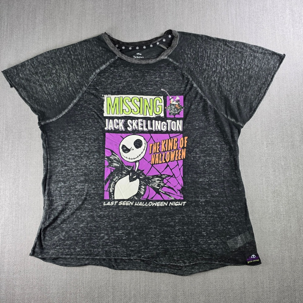 Disney Graphic Tee Women M Black Nightmare Before Christmas Jack Skellington
